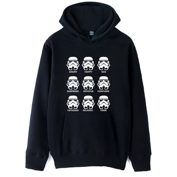 

Man Boy Hoodie star wars darth vader Poker face expressionless Stormtrooper moods Autumn Winter Fleece ZIIART