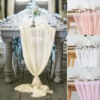 

1Pcs Beautiful Soft Chiffon Table Runner Tablecloth Wedding Christmas Party Home Decor Chair Sash Party Decoration Banquet