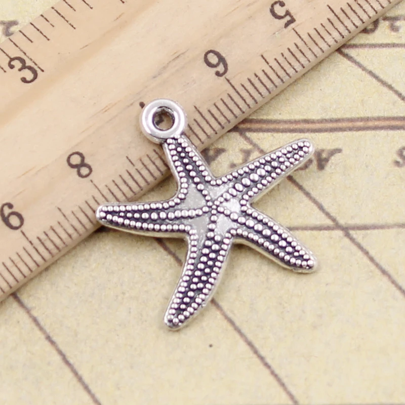 10 шт. Подвески морской звезды 25x26mm Тибетский серебристый цвет Кулоны из