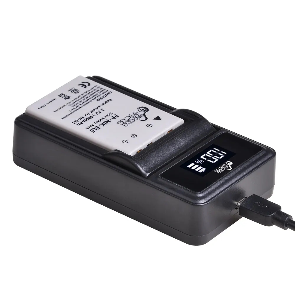 Аккумулятор 1400 мА · ч EN EL5 ENEL5 + зарядное устройство USB со светодиодной подсветкой