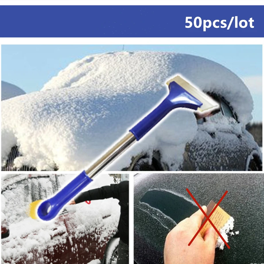 

50pcs/lot Snow Remover Car Windshield Shovel Window Cleaner Scraper Wiper Automobile Glass Deicing Tool Auto TPR Rubber Head