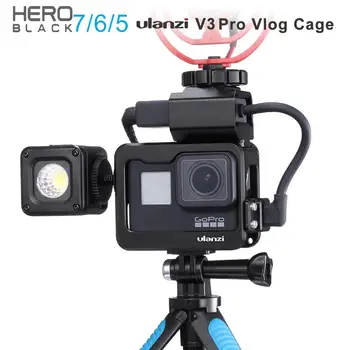 

Ulanzi V3 Pro Metal Vlog Case Cage for Gopro Hero Black 7 6 5 Cold Shoe Case with Battery Microphone Adapter Mic Cable Clip