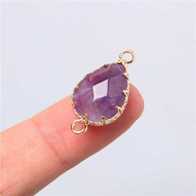 2 Hole Natural Crystal Gem Stone Connector Pendant Charm For Diy Necklace Earring Bracelet Jewelry Making 5pcs 26-13mm