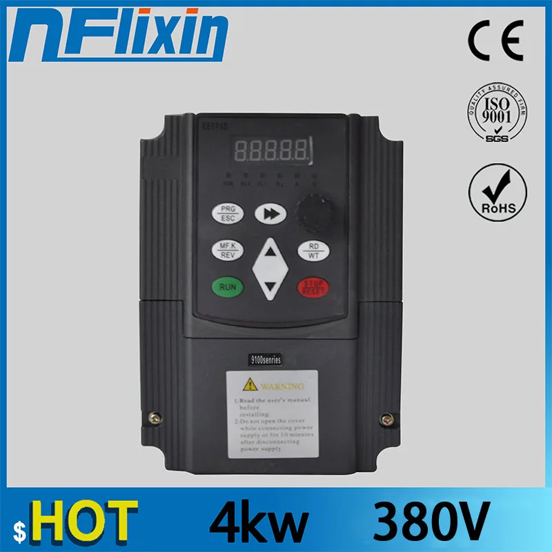 

4kw 380V Inverter VFD Variable Frequency Input Output 400Hz CNC Spindle motor speed control