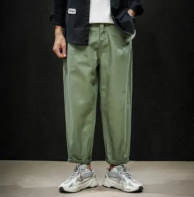 Military Green RUIHUO, прямые брюки, мужская Японская уличная одежда, спортивные штаны, мужские Модные брюки для бега, брюки мужские тренировочные в стиле хип-хоп, 5XL, осень - Цвет: Military Green