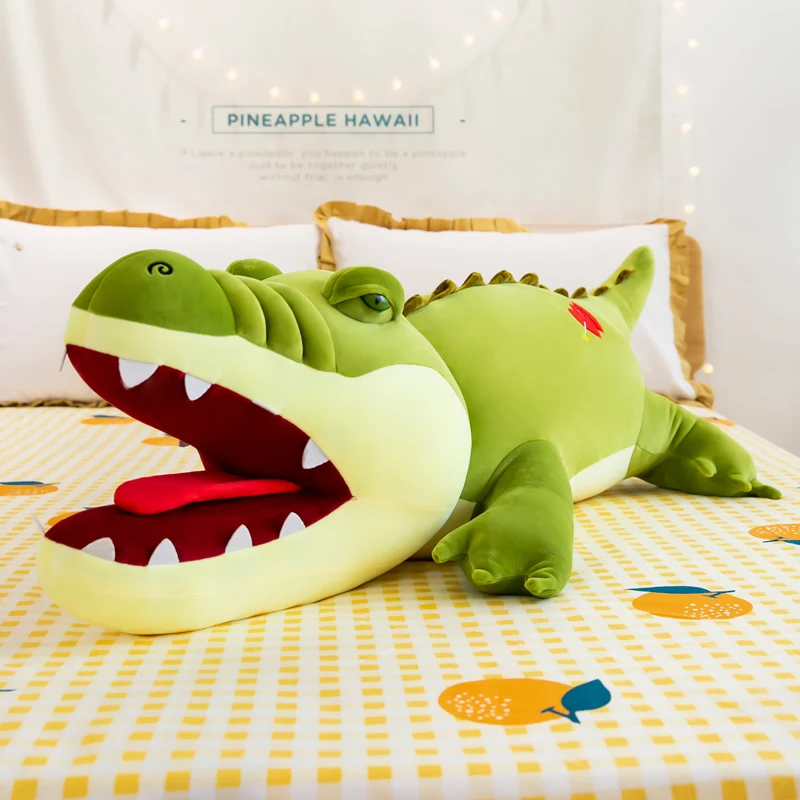 

1PCS 80/100/120/150cm Open Mouth Crocodile Doll Large Plush Toy Sleeping Long Pillow Lovely Girl Doll On Bed