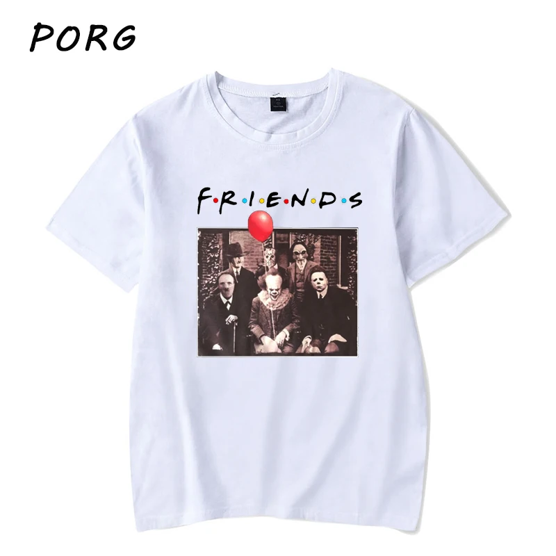 Horror Pennywise Friends Майкл Майерс Джейсон Вурхиз, Мужская футболка на Хэллоуин хлопок, подходящая футболка унисекс, футболка Homme - Цвет: WH-5735206