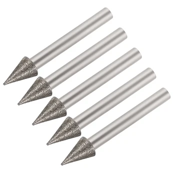 

uxcell Diamond Burrs for Carving Rotary Tool 1/4-Inch Shank 6mm Pointed 150 Grit 5 Pcs Conial 10mm