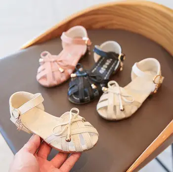 

kids summer shoes hollow low heel princess sandals black girls shoes leather pink kids beach shoes kids leather sandals