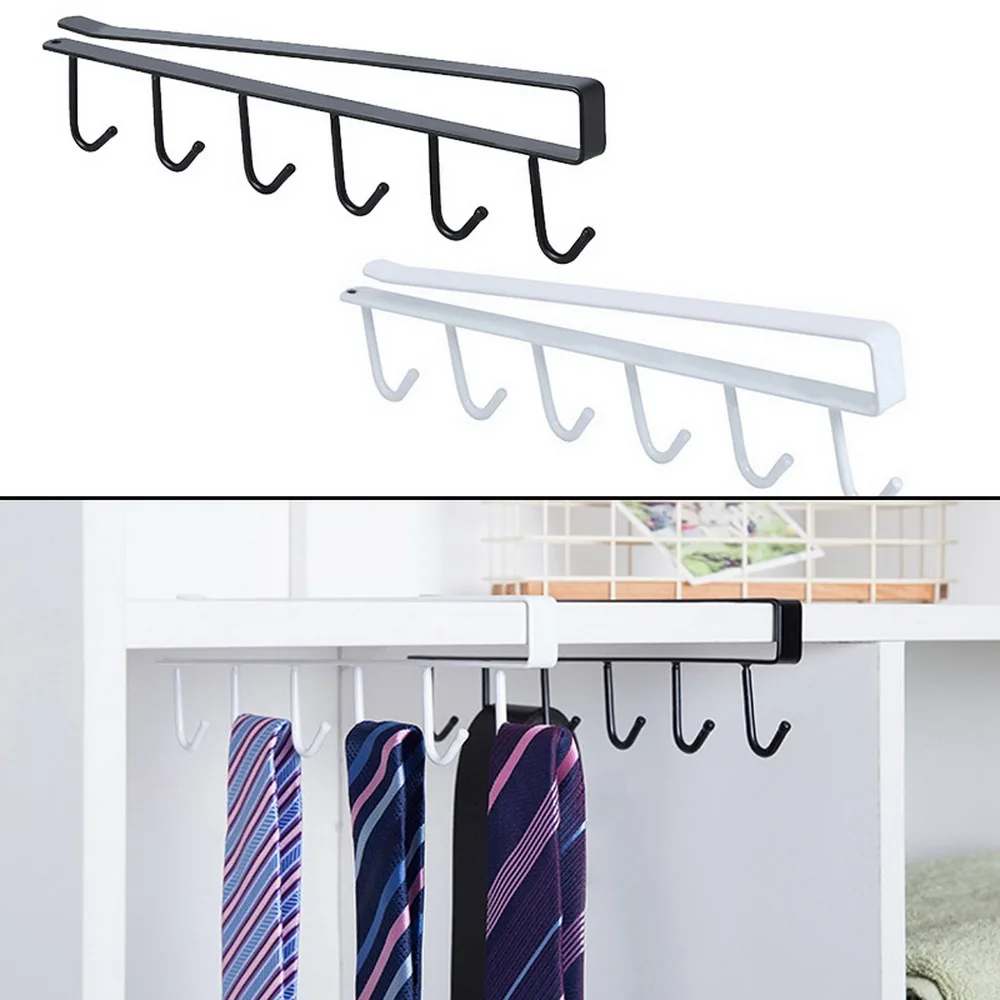 

CYSINCOS Cupboard Hanging Hook Rack Kitchen Storage Shelf Organizer Closet Clothes Shelf Glass Mug Holder Wardrobe Hanger