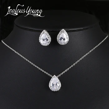 Nigerian Water Drop Cubic Zirconia Wedding Jewelry Sets inlay Luxury Crystal Bridal Jewelry Set Gifts For Bridesmaids AS099