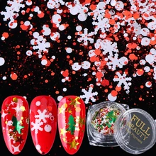 1 коробка новогодний дизайн ногтей украшения лазерные блестки смесь Снежинка шестигранник Рождество 3D хлопья блестка для ногтей SASD01-06
