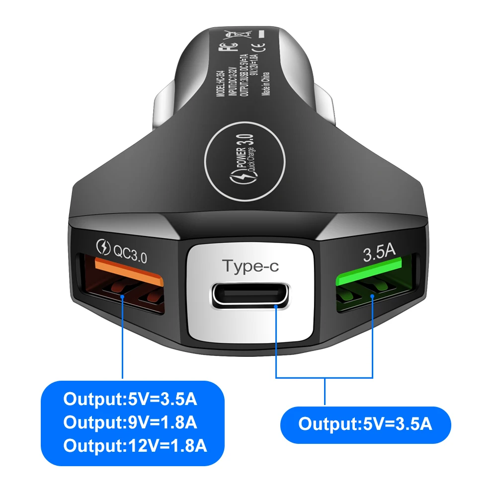 7A Car Charger USB Type C PD Fast Charger Quick Charge 3.0 For iPhone 13 Samsung Xiaomi Huawei Car Charging Moible Phone Charger double cigarette lighter adapter