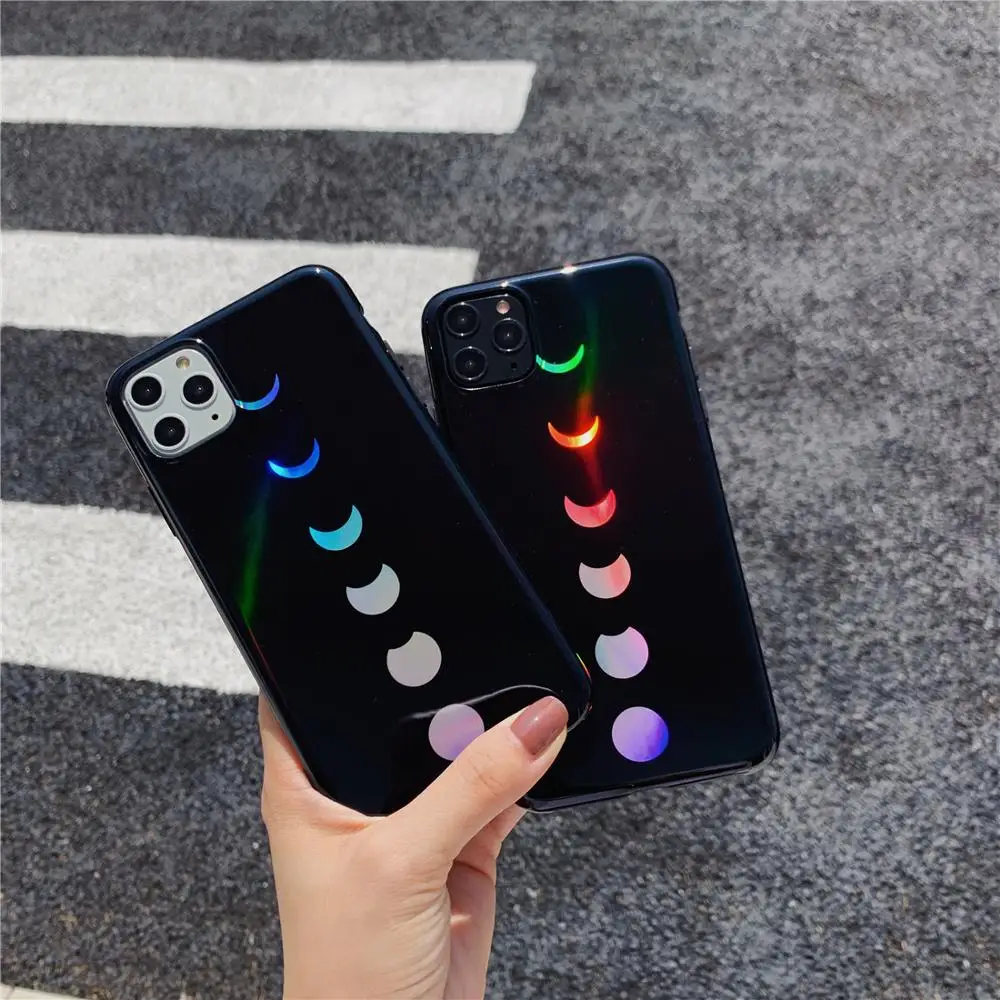 Глянцевый Блестящий градиентный лазерный чехол для телефона iPhone 11 12 Mini Pro XS Max XR X 8