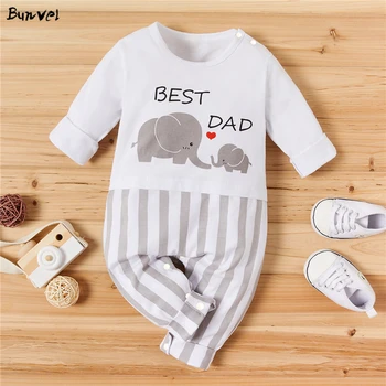 

bunvel Spring Casual Rompers Animal Elephant Pattern Newborn Baby Girls Boys Jumpsuit Jumpers Fashion Striped Infant Costume