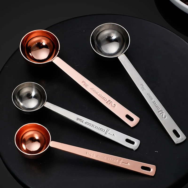 3 Pcs 430 Stainless Steel Coffee Measuring Spoons Tea With Bag Clip Multifunctional Milk And