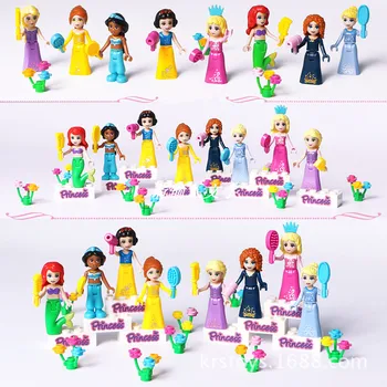 

16pcs New Enlighten Girl Friends Fairy Tale Princess Minifigure Model Building Blocks Doll Bricks Toys for Kids Children Gifts