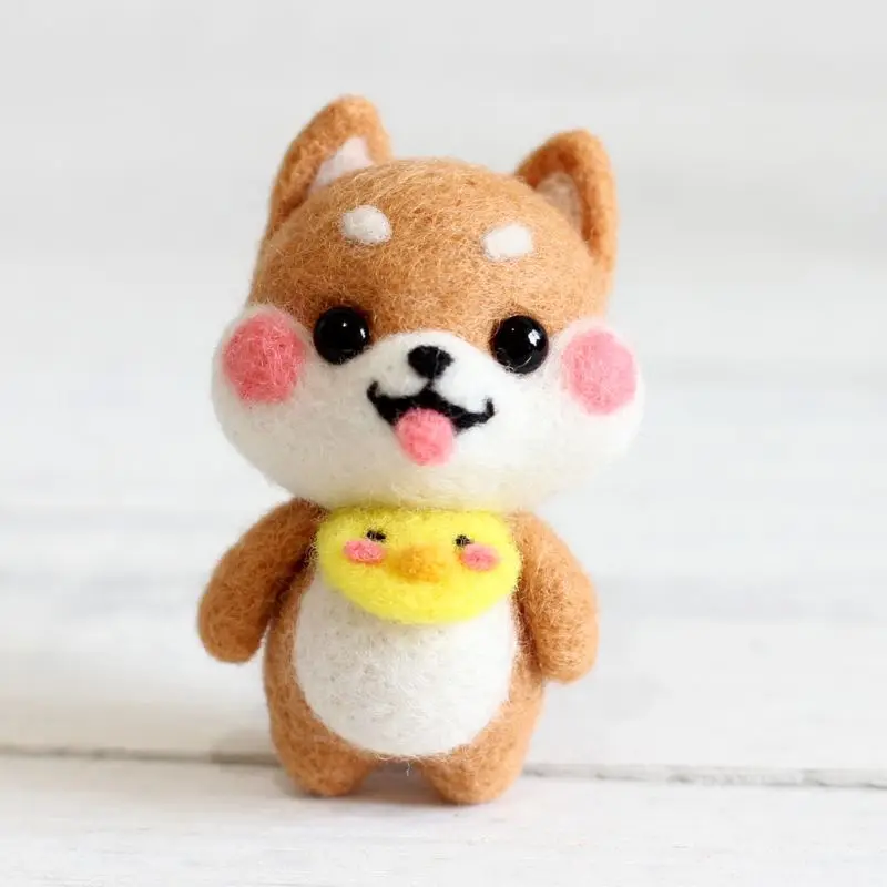 OOTDTY Baby Dog Wool Felt Craft DIY Unfinished Poked Set Handcraft Needle Material Bag