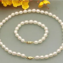 Натуральный 8-9 мм Южное море белый жемчуг ожерелье Браслеты 1" 7,5-8" 14 к