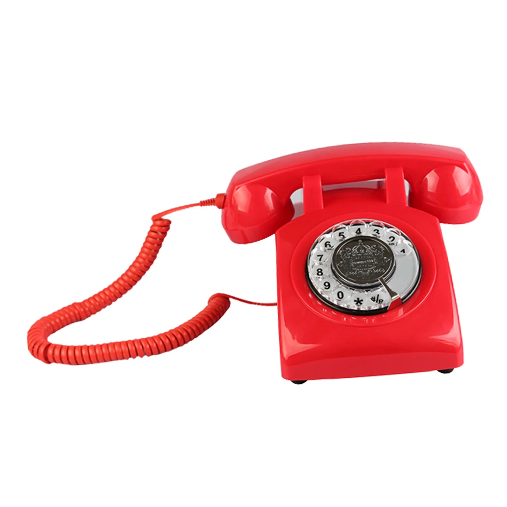 Retro Rotary Dial Home Phones, Old Fashioned Classic Corded Telephone Vintage Landline Phone for Home and Office
