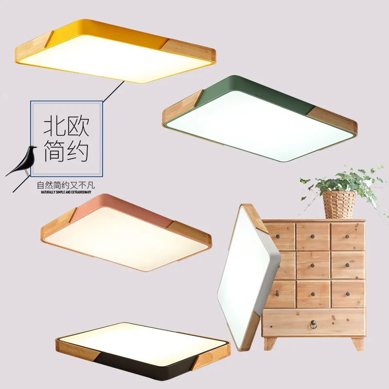 

Northern European-Style LED Ceiling Lamp Rectangular Living Room Lights Minimalist Modern Glorious Household Macarons Bedroom Sm