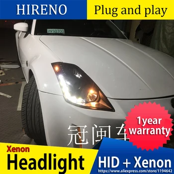 

Hireno Car styling case for Nissan 350Z 2003-2008 Headlights LED Headlight DRL Lens Double Beam HID Xenon