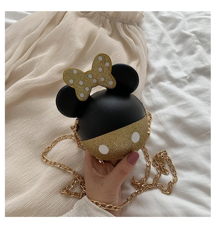 Disney Микки Маус сумка женская Новая мода яркая звезда милый Микки лук девушка цепь сумка для покупок монета