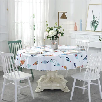 

Round tablecloth with tropical leaf, waterproof pvc tablecloth, modern, simplicity, oil-proof and pastoral
