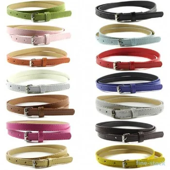 

New Belt Multi Color Thin Skinny Faux Leather Waistband Ladies Casual Strap Cinto Women Belts