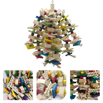 

Birds Parrot Chewing Toy Hanging Decoration Bite Resistant Funny Natural Wood Non Toxic Pet Supplies Cage Pendant Teeth Grinding