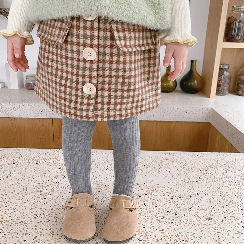 Г., осенне-зимняя мини-юбка трапециевидной формы хлопковые юбки в клетку для маленьких девочек школьная юбка с пуговицами для девочек, одежда для детей возрастом от 1 года до 5 лет