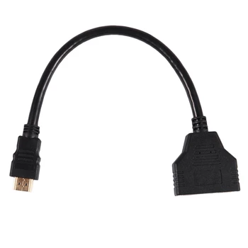 

HDMI 1 to 2 Dual Adapter Signal Carrier Converter Cable for Video TV HDTV (Black)