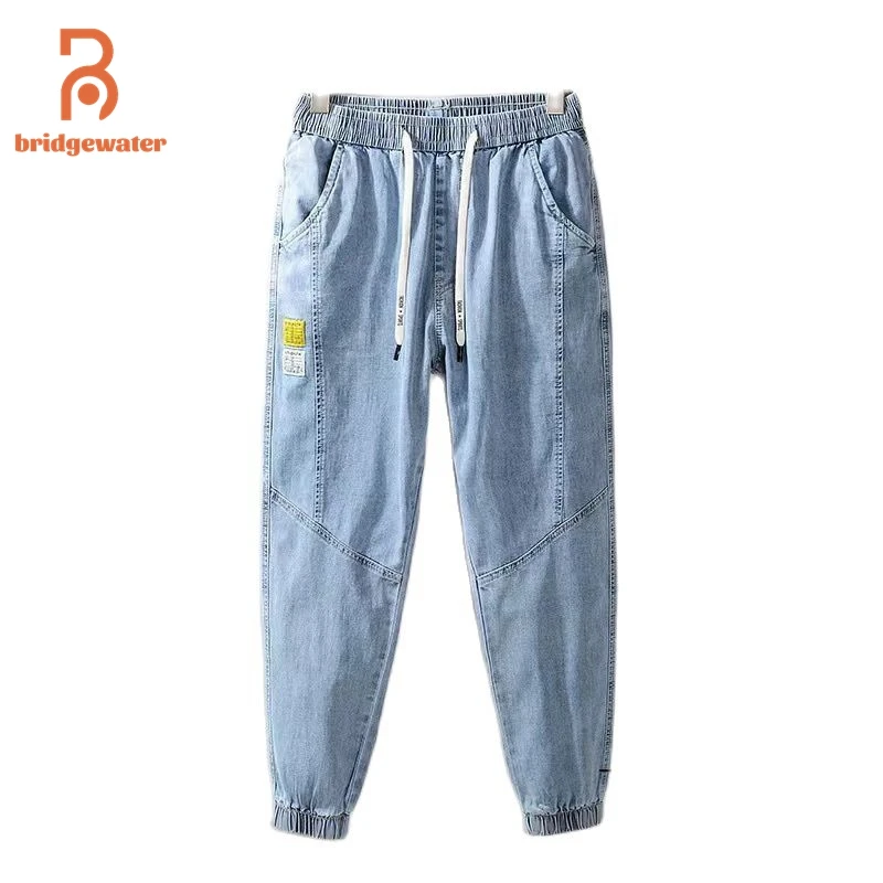 

BRIDGEWATER Men Harem Jeans Cargo Spring Autumn Baggy Punk Denim Pants High Waisted Stretch Jeans Men Casual Students Trousers