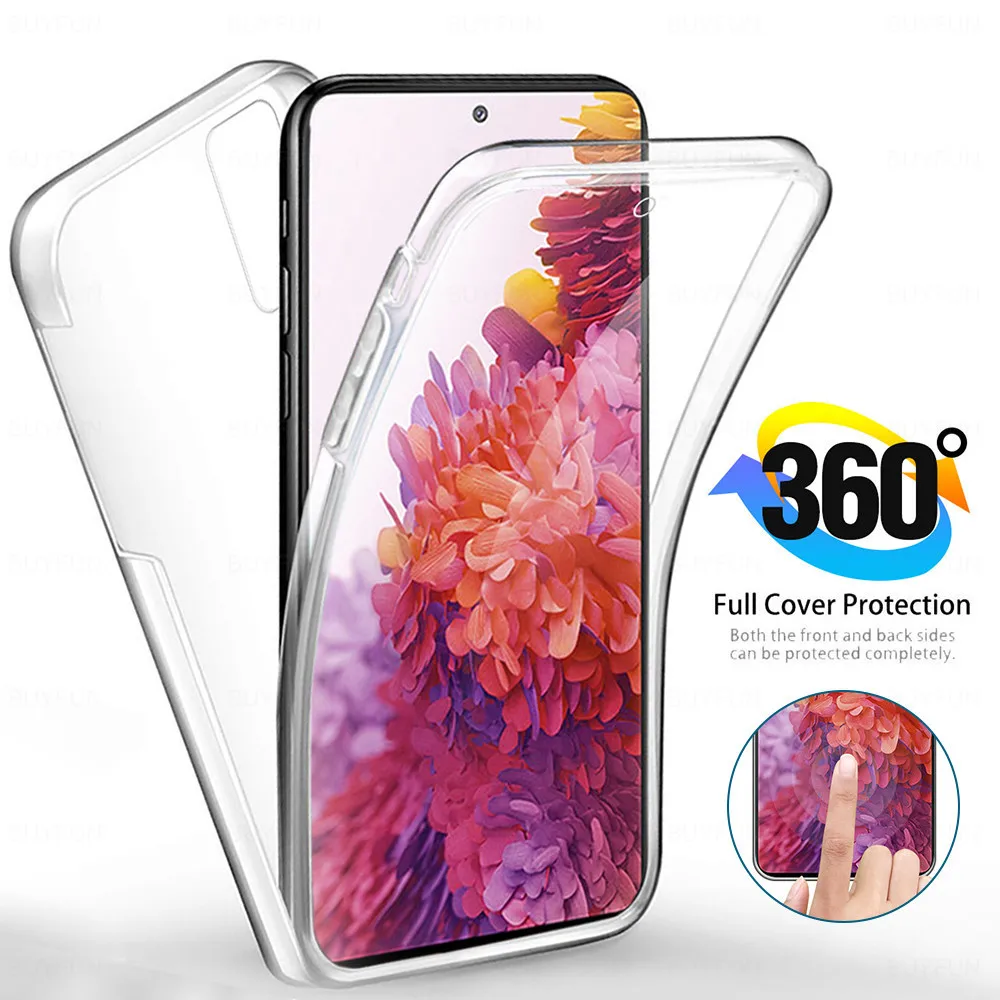 Двойной чехол с полным покрытием 360 ° для Samsung S20 FE прозрачный мягкий силиконовый