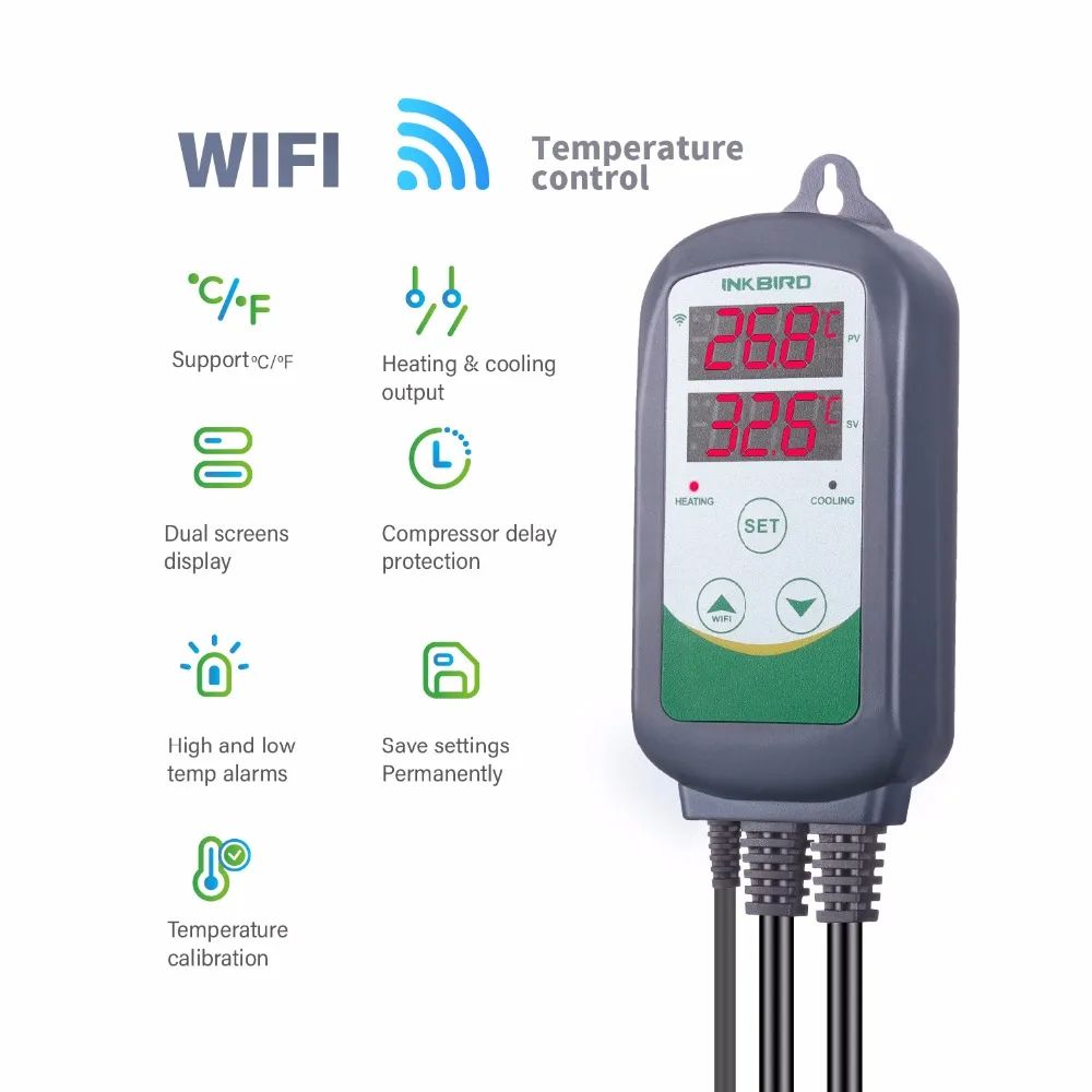 

INKBIRD ITC-308 WIFI Temperature Control Controller Digital Convenient Outlet Thermostat Home Appliances Heating and Cooling