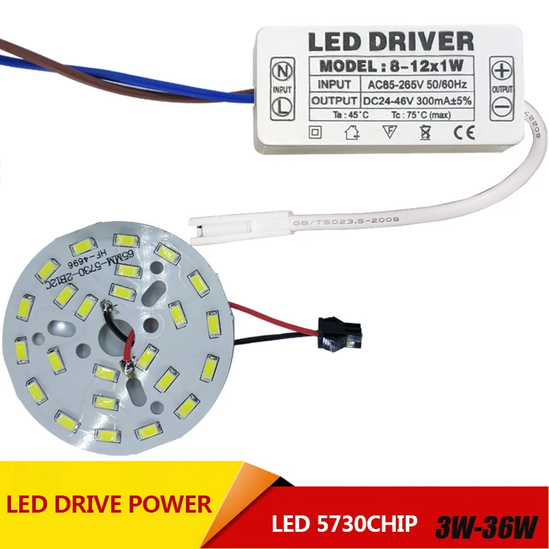 Светодиодный светильник для потолка 3 Вт 7 12 18 24 36 5730 SMD 100 265 в перем.