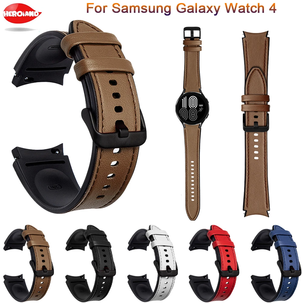 Silicone+leather Strap for Samsung Galaxy Watch 4 Classic 46mm 42mm/Watch4 44mm 40mm Band Metal Buckle Wristbands Bracelet Belt |