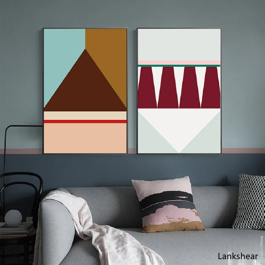 Современная Абстрактная Геометрическая Картина на холсте галерея плакаты и