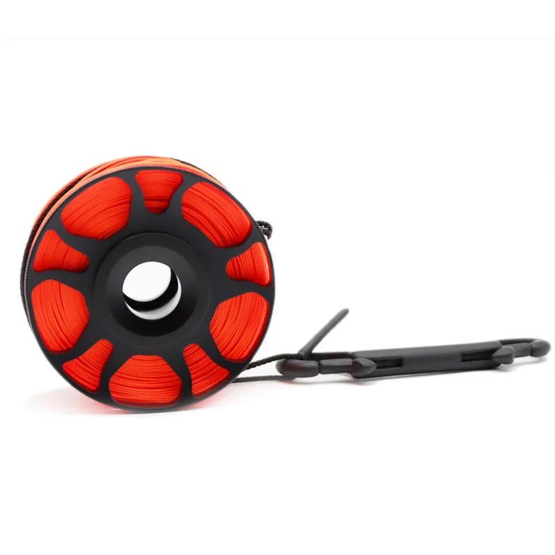 DIVER Scuba Diving Aluminium Finger Spool Reel 30M Line with Stainless Steel Snap Bolt Clip White orange red fluorescent yellow 4