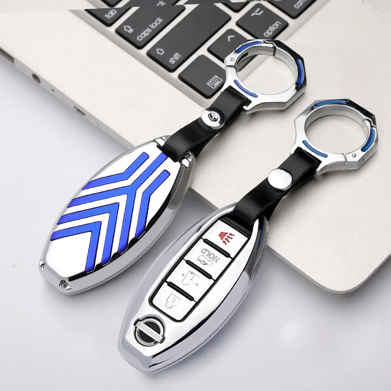 

For Nissan Versa Maxima Rogue Armada Sentra Qashqai X-Trail for Infiniti FX35 Auto Smart Car Key Case Ring Chain Fob Accessories