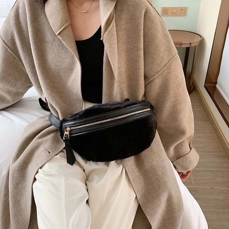 Модные меховые нагрудные сумки для девочек, маленькие сумки, роскошные дизайнерские женские сумки через плечо, маленькие поясные плюшевые сумки для дам, милые ручные сумки