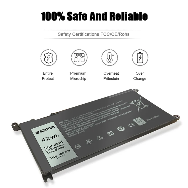 42Wh WDX0R Laptop Battery For Dell Inspiron 13 5368 5378 7368 7378 14 7460 15 5565 5578 7560 7569 7570 7579 17 5767 5770 T2JX4 3