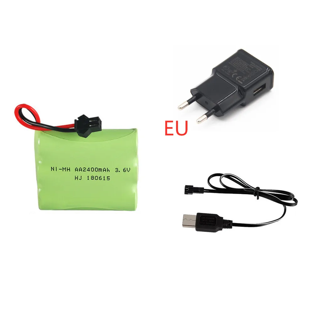 3,6 В 2400 мАч Ni-MH батарея+ USB зарядное устройство для Rc игрушки автомобиль Танк Поезд робот-пистолет AA 3,6 В перезаряжаемый аккумулятор для RC лодки - Цвет: Белый