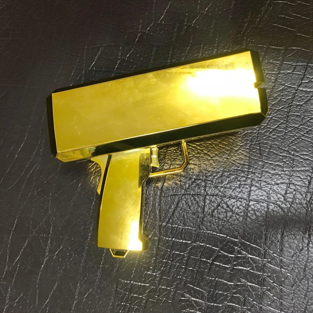 Дождевой пистолет для банкнот игрушка диспенсер деньги с коробкой пластиковая машина Рождественский свадебный подарок Открытый забавная игрушка - Цвет: 9V Gold