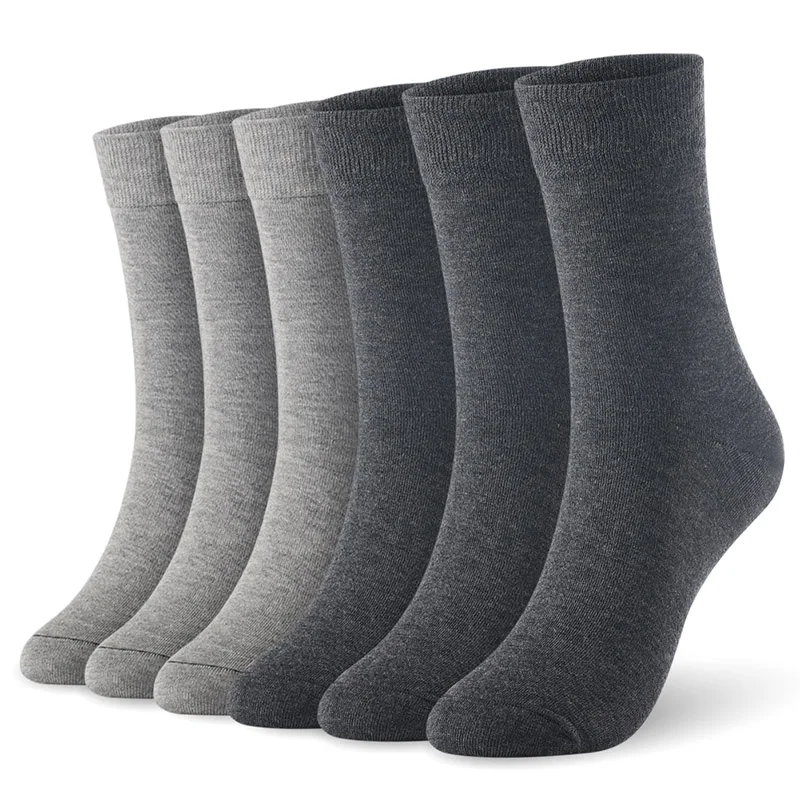Мужские носки из бамбукового волокна, одноцветные деловые мужские носки, 6 пар/лот, Размер Великобритании 7-11, европейские размеры 40-46, 1003 VKMONY - Цвет: Gray3Darkgray3
