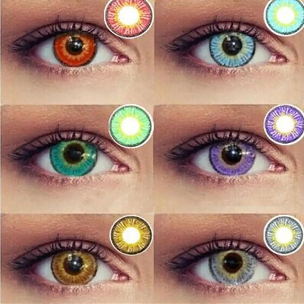 

2Pcs/1Pair Women Multicolor Eyes Makeup Tools Big Eyes Wear Cosmetics Portable Beauty Colorful Flame Pattern Comfortable Cosplay