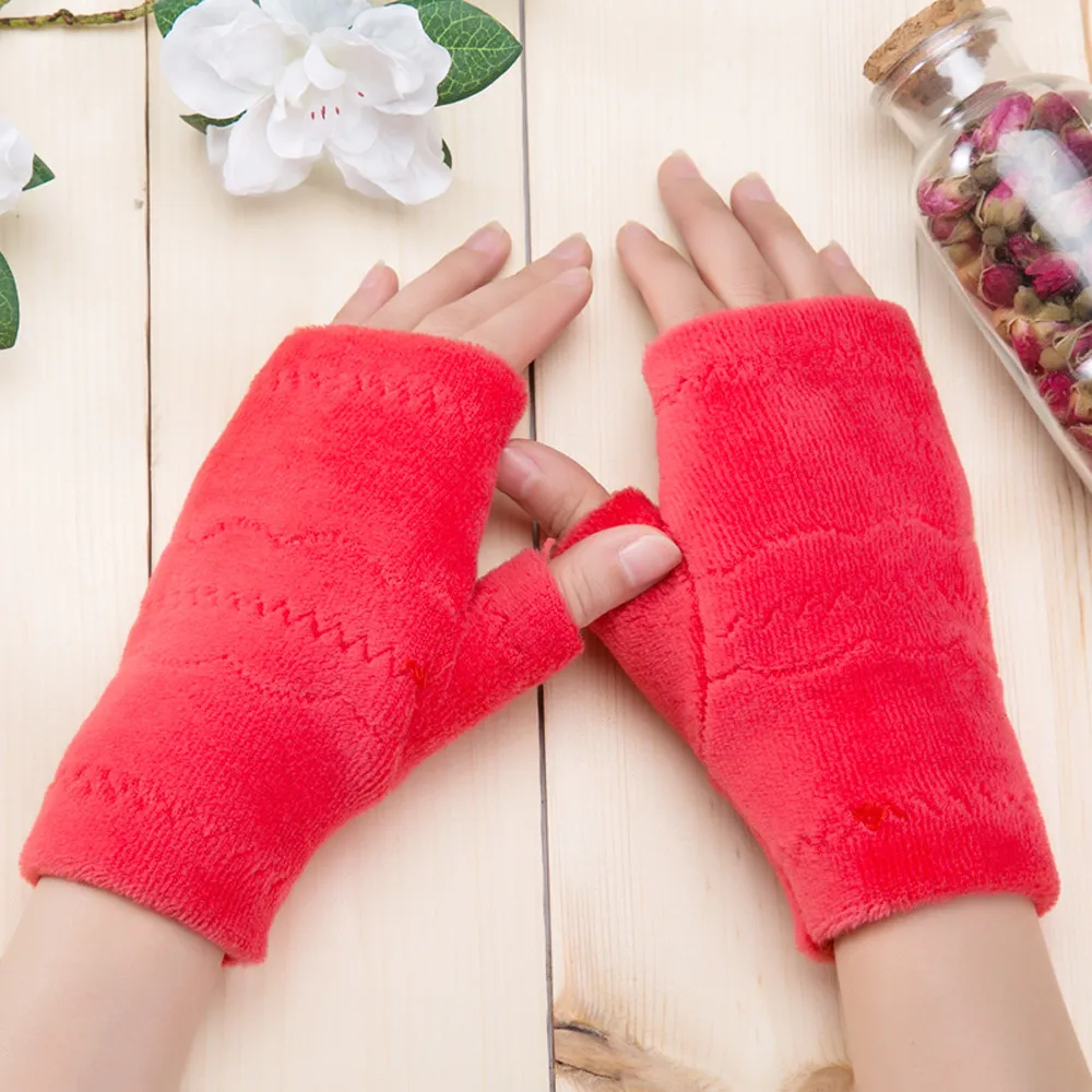 Women Fingerless Gloves Thick Warmth polar fleece Winter Autumn Thick Warm Gloves Keyboard Leak Finger Gloves handschoenen 11.19