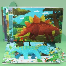 

WEMMICKS Wooden Animals Dinosaur Puzzle Preschool Kids Baby Large Puzzles Cartoon Learning Educational Toys For Children