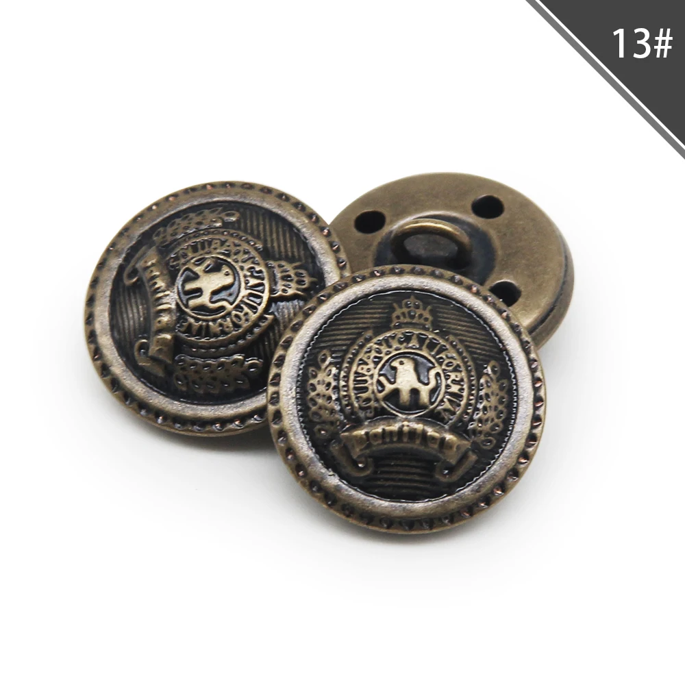 Vintage Copper Metal Button Set - 10pcs for Garment & Craft Sewing