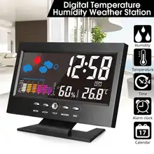 Estação meteorológica lcd termômetro lcd tela colorida temperatura interna umidade calendário/tempo/snooze despertador